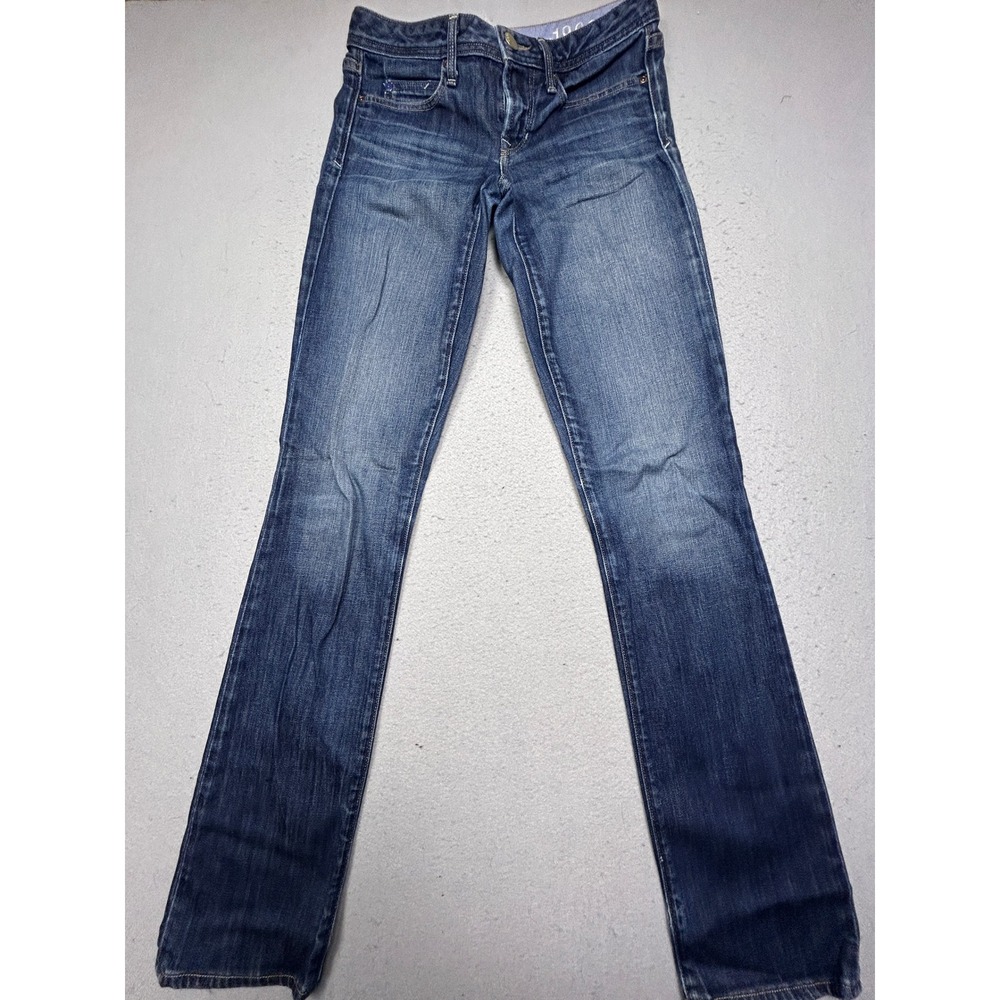 Gap Real Straight Cotton Spandex Dark Rinse 25/0L W28 Womens